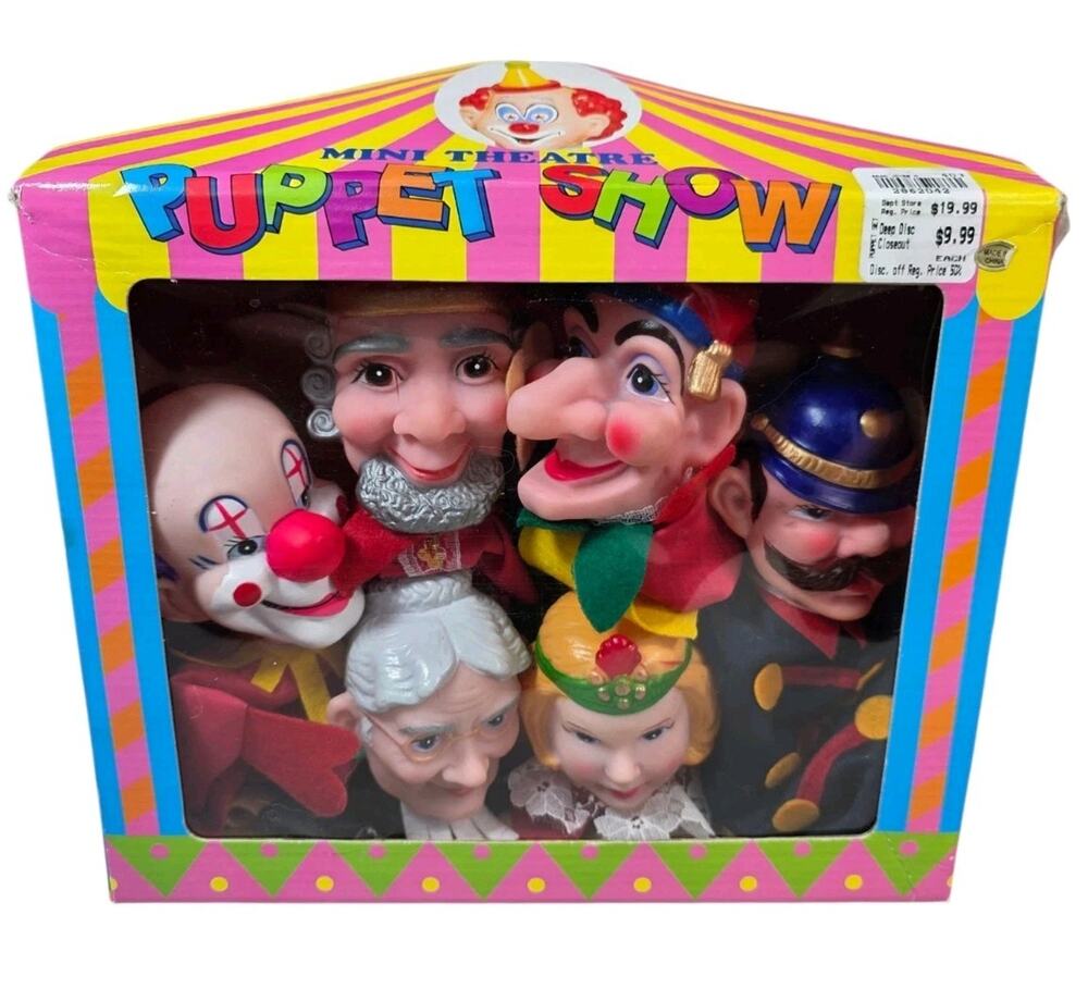 Mini Theatre Puppet Show with 6 Puppets Open Box Good Condition